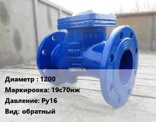 Клапан стальной 1200 19с70нж Ру16 обратный